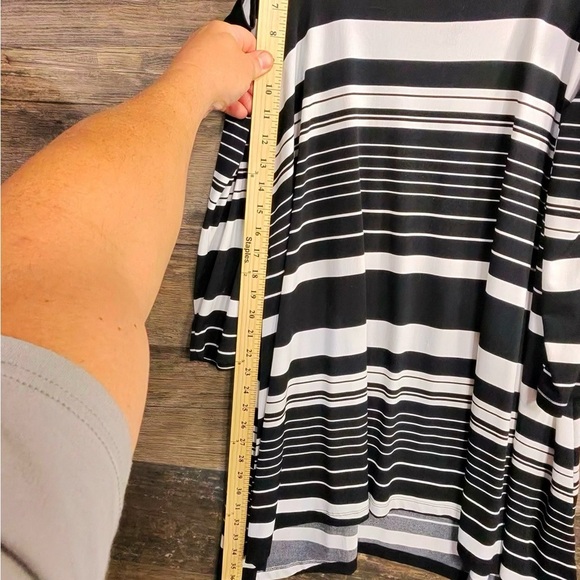 Chico's Monochrome Striped Cold Shoulder Tunic - Picture 4 of 9